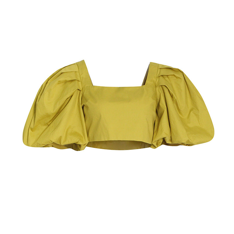 Chic Square Collar Bubble Sleeve Top