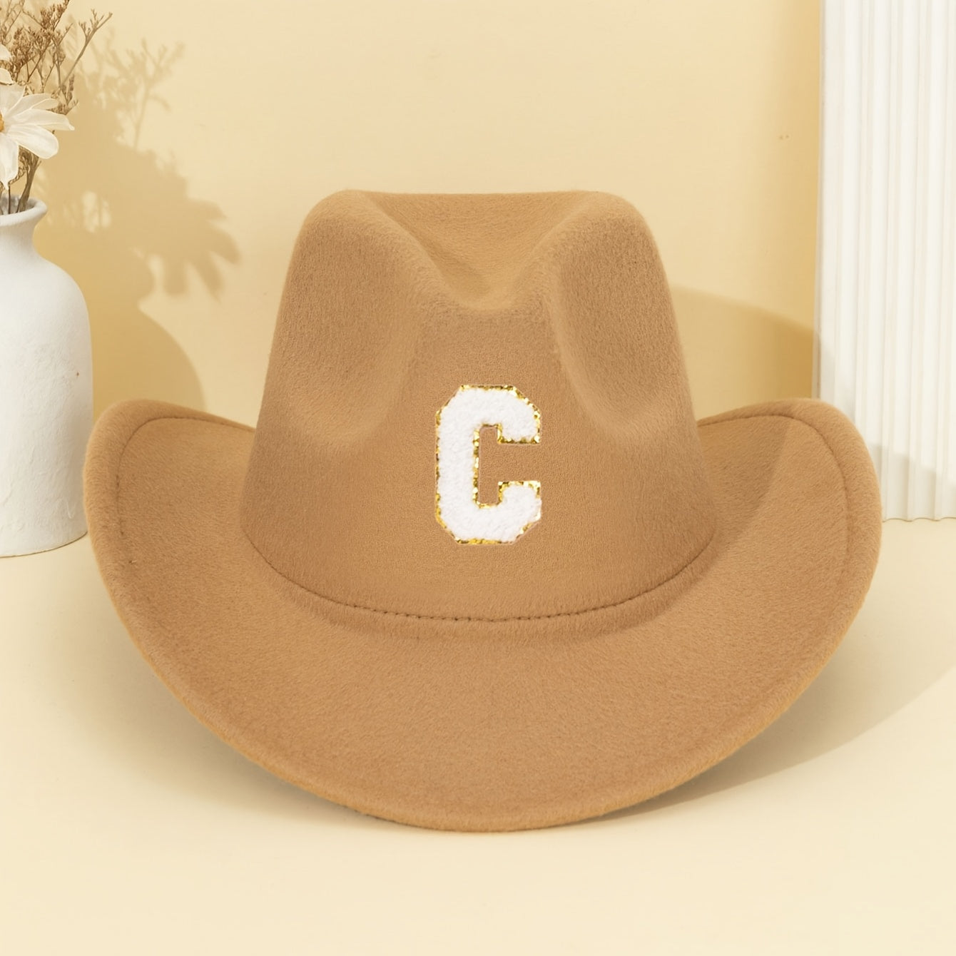 Khaki Alphabet Letter Fedora Hat