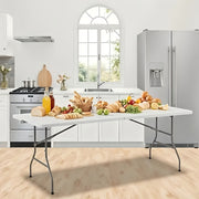 Heavy-Duty 4ft/6ft Folding Table with Handle, Portable 6 Foot Plastic Folding Table for Easy Storage, Rectangular Banquet Table for Camping, Picnics, Parties & Indoor Events, White