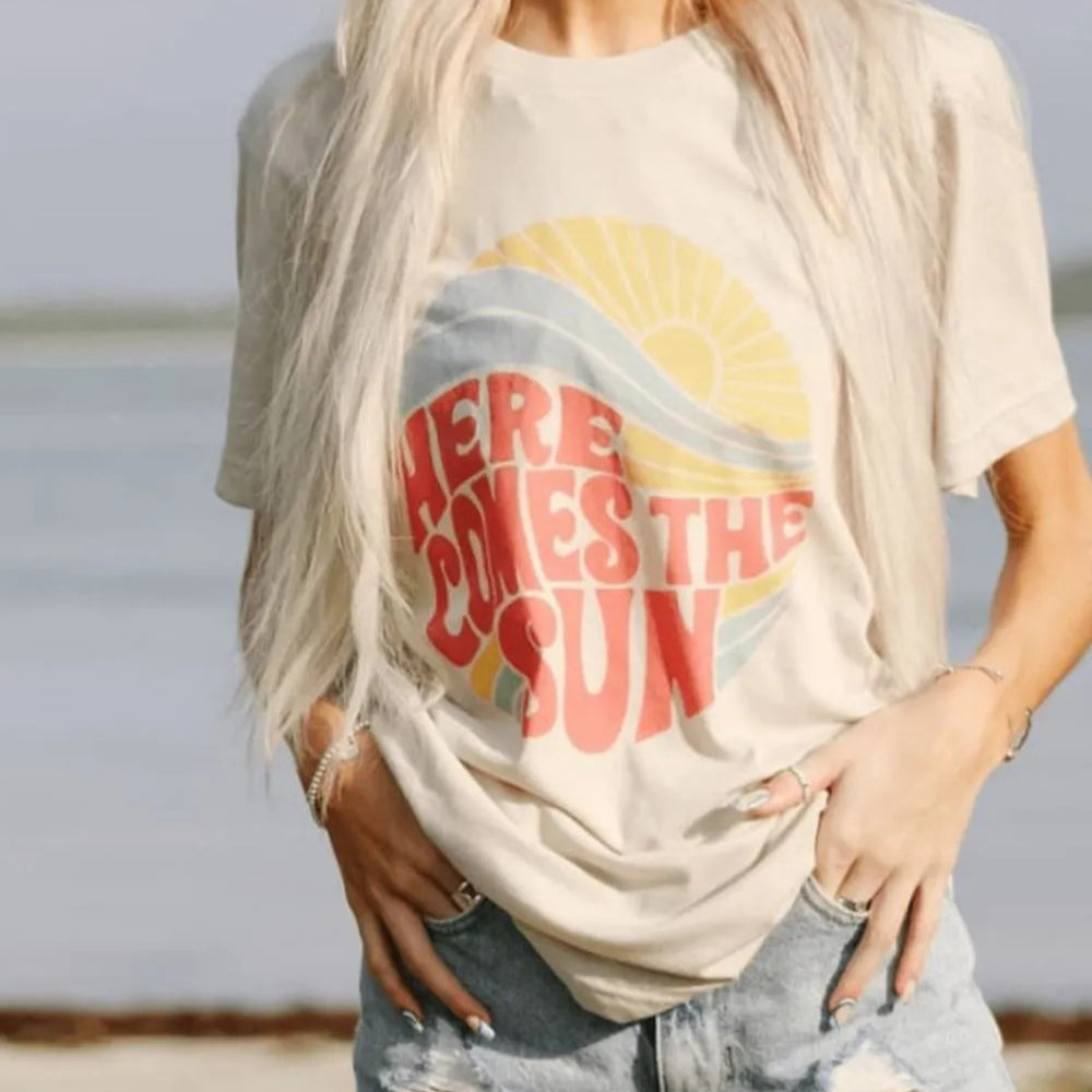 Versatile Round‑Neck Print Tee – European‑Fit, Loose & Casual