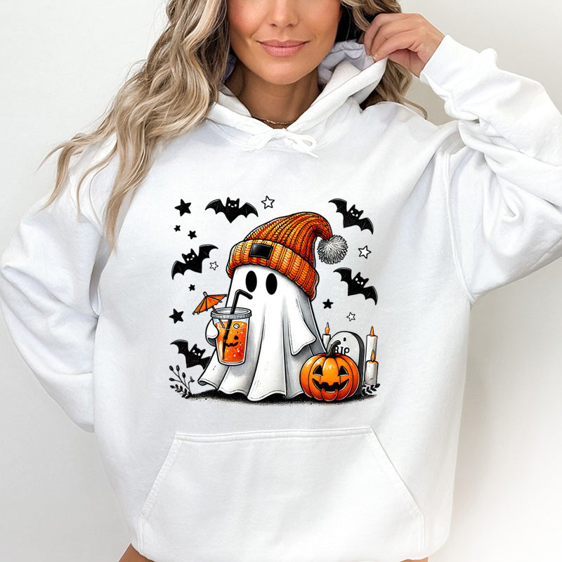 Women's Halloween Ghost Pumpkin Graphic Hoodie