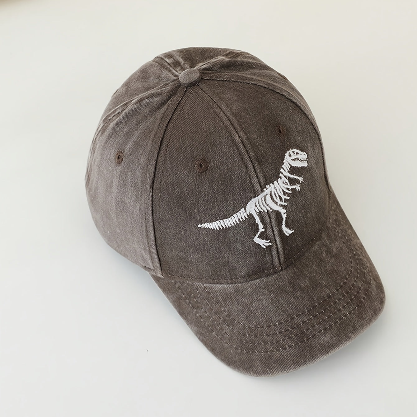Toddler Dinosaur Embroidered Baseball Cap with Bone Print