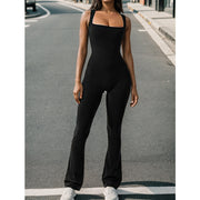 Seamless Square Collar Vest & Flared Yoga Pants Set