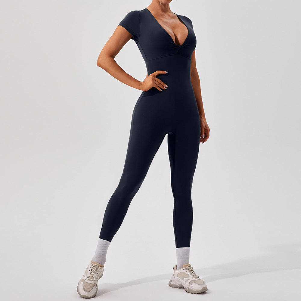 Nude-Feel Short Sleeve Yoga Jumpsuit