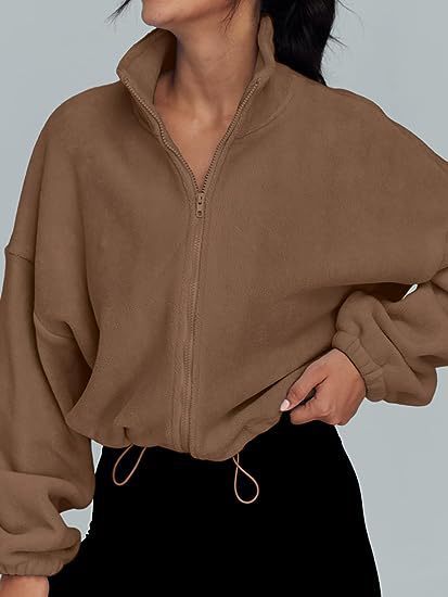 Women's Cozy Fleece Stand Collar Zipper Sports Jacket