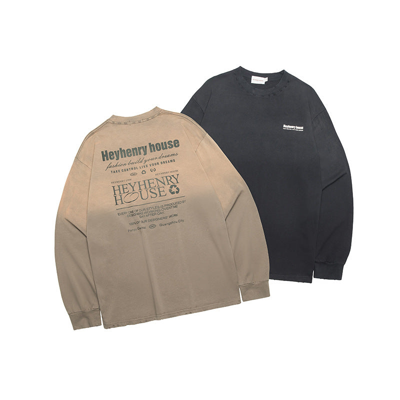 American Letter Print Loose Cotton Sweatshirt