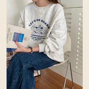 Cozy Letter Print Fleece Sweatshirt for Women