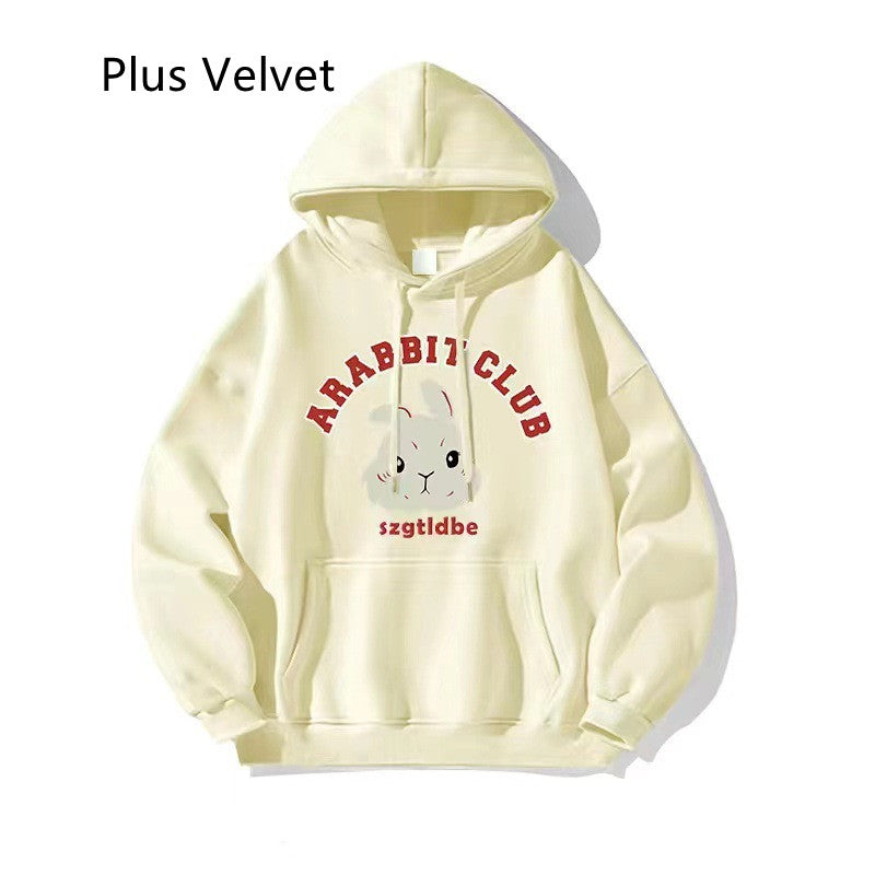 Female Autumn And Winter Rabbit Printed Hoodie