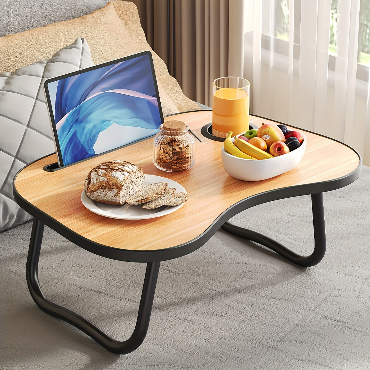Portable Laptop Bed Table with Cup Holder & Multifunctional Tray