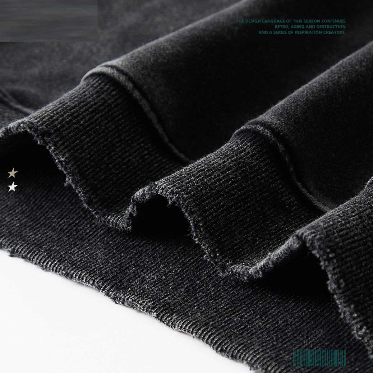 Washed Worn Frayed Round Neck Sweater