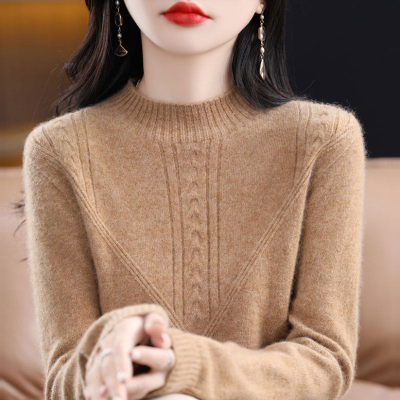Womens Fashionable Versatile Loose-fitting Mock-neck Sweater
