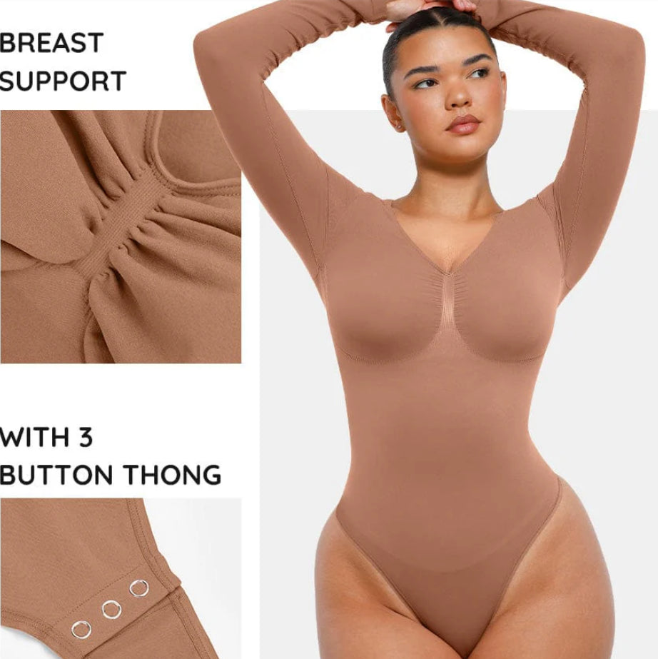 Seamless Chest Support & Tummy Control Thong Bodysuit