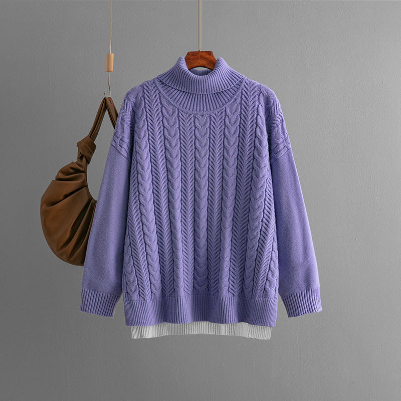 Two-tone Patchwork Jacquard Loose Western-style Slimming Top for Women