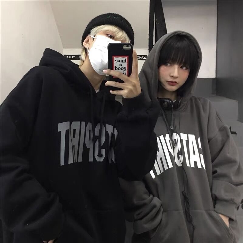 Men's Hip Hop Fleece Pullover Streetwear Couple Sweater