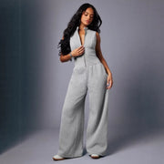 Chic Sleeveless Zip-Front Wide-Leg Jumpsuit