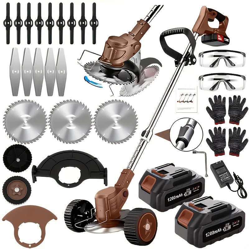 Portable Home Cordless Electric Lawn Mower, Yard Weeder/Cordless Lawn Mower With 3 Blade Sizes And Two High-Capacity Lithium-ion Batteries, Strong Power, Lots Of Freebies, Suitable For Lawn, Yard...