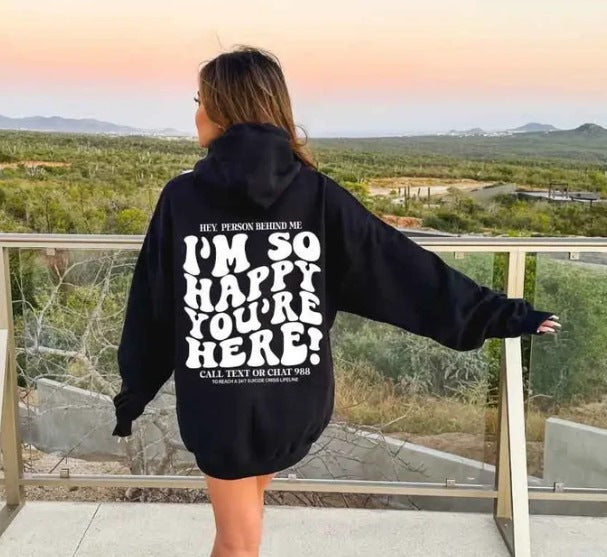 Women's Letter Print Drawstring Casual Hooded Sweatshirt