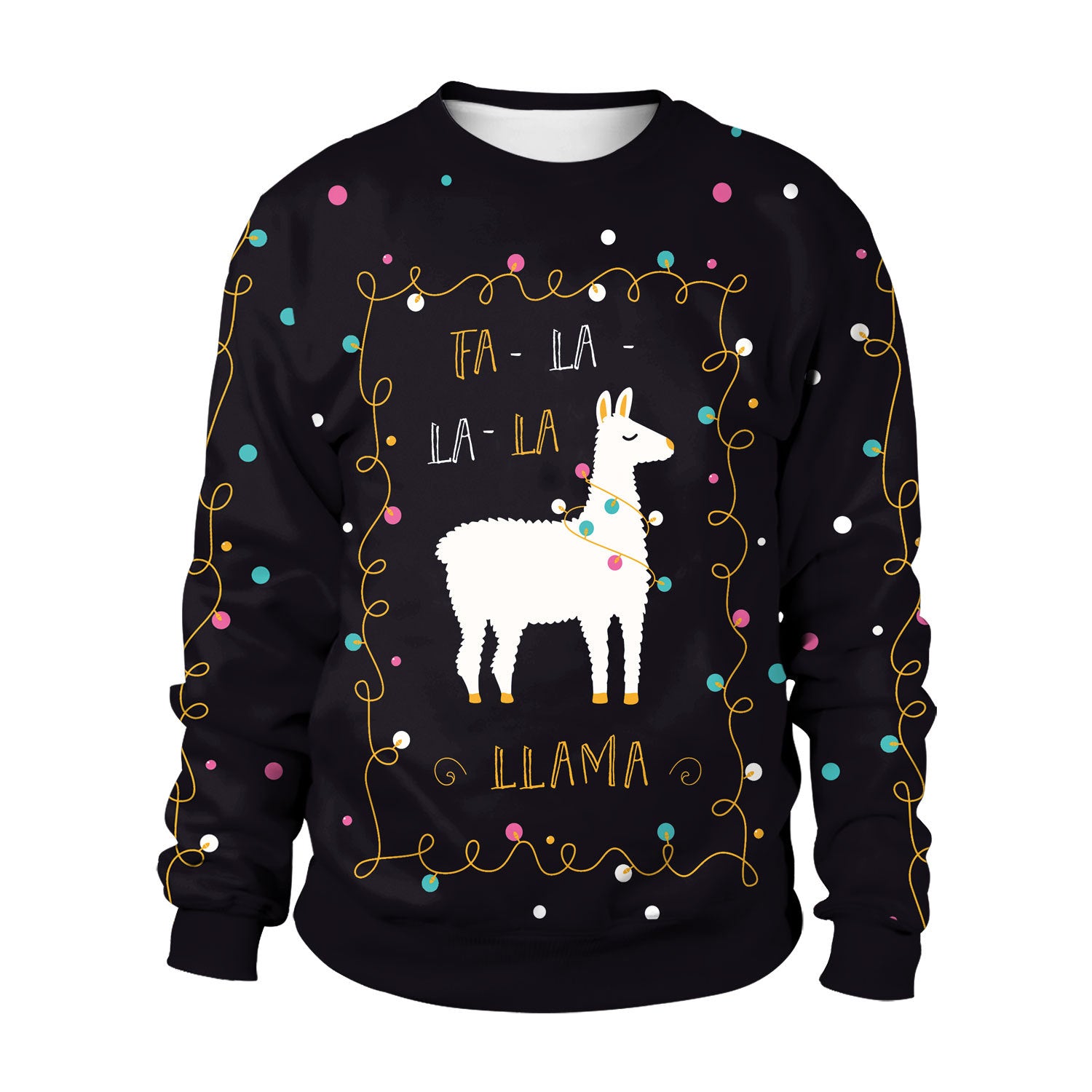 Cute Christmas Alpaca Print Crew Neck Sweatshirt