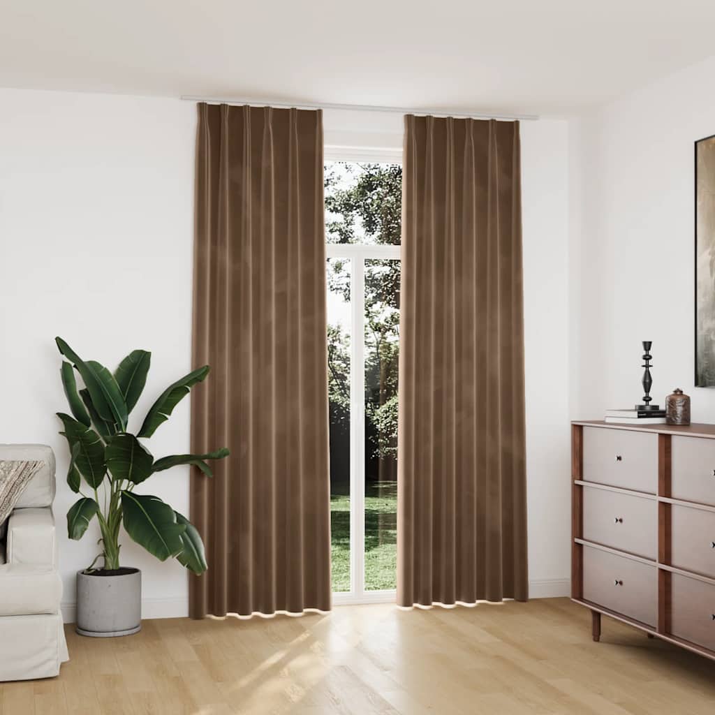 Blackout Curtains with Hooks, 2 Pieces, Velvet
