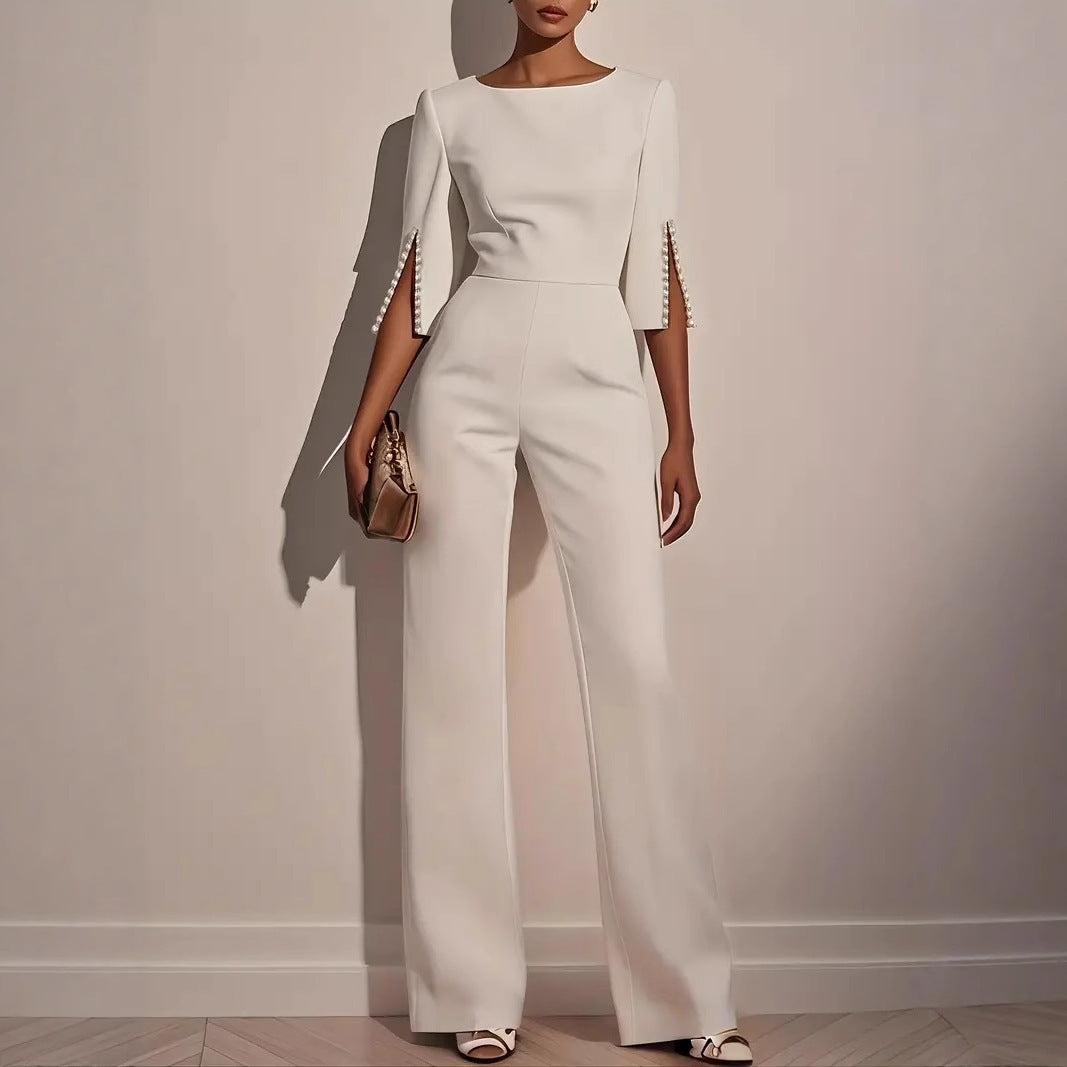Elegant Beaded Slim-Fit Bodysuit for Women