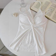 Women's White Halterneck Camisole with Padded Cups – Summer Chic
