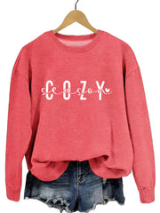 Cozy Autumn Crew Neck Print Pullover Sweater