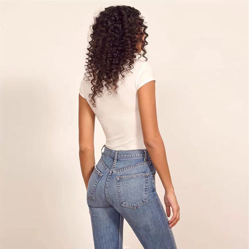 Ribbed Crew-Neck Slim Fit Jumpsuit