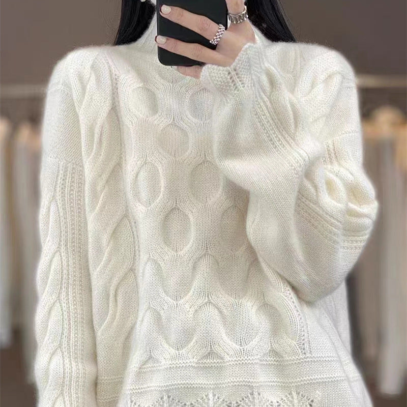 Cozy Twisted Turtleneck Knit Sweater for Women