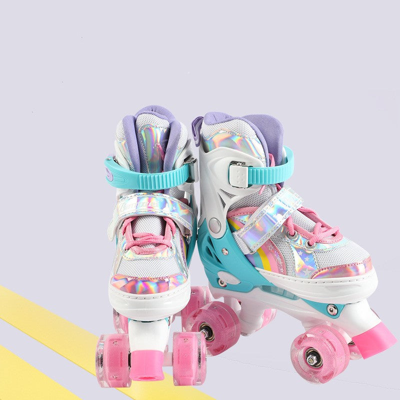 Kids' Double Row Four Wheel Skates for Flashy Fun