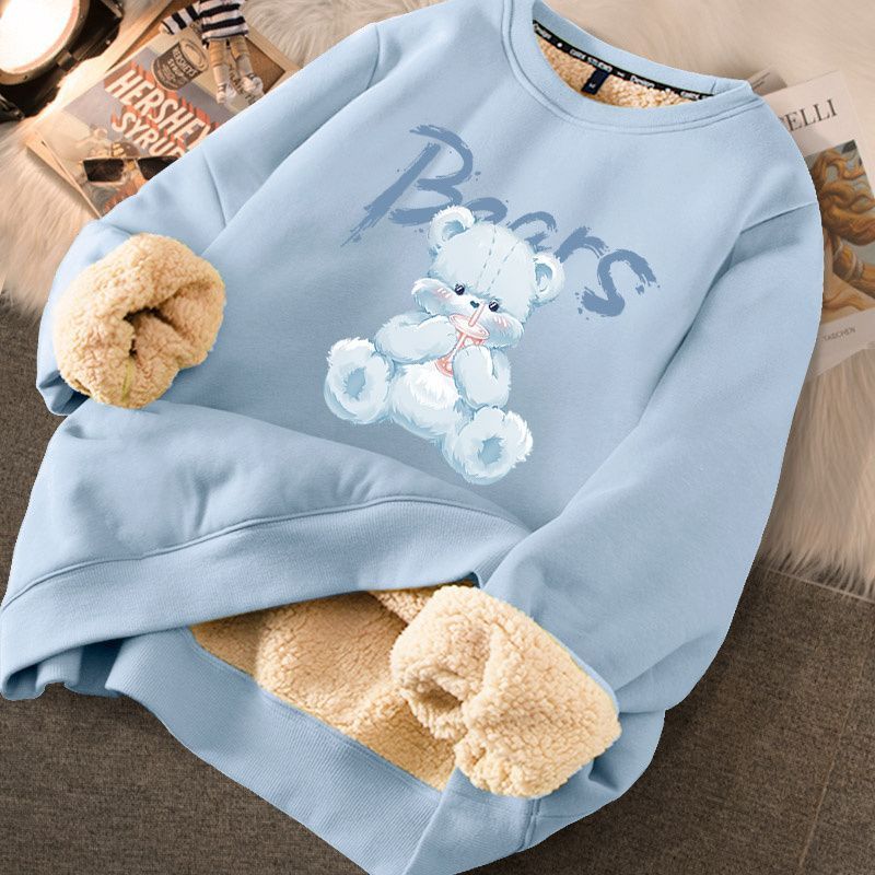 Women's Cute Printed Thickened Fleece Pullover Sweater