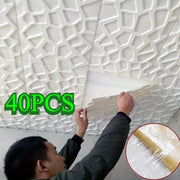 40pcs 3D Wall Stickers - Self-Adhesive European Style Striped Matte Finish PVC Decals, Peel & Stick Home Decor for Living Room, Bedroom, Kitchen, Staircase - No Tools Needed, Easy Installation