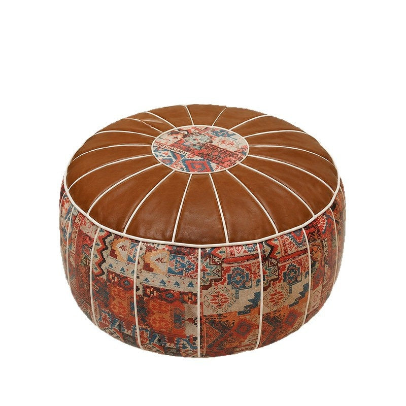 Large-capacity Old-clothing-filled Leather Stool