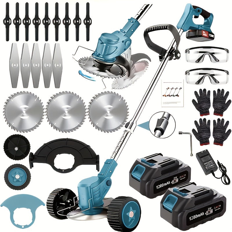 Portable Home Cordless Electric Lawn Mower, Yard Weeder/Cordless Lawn Mower With 3 Blade Sizes And Two High-Capacity Lithium-ion Batteries, Strong Power, Lots Of Freebies, Suitable For Lawn, Yard...