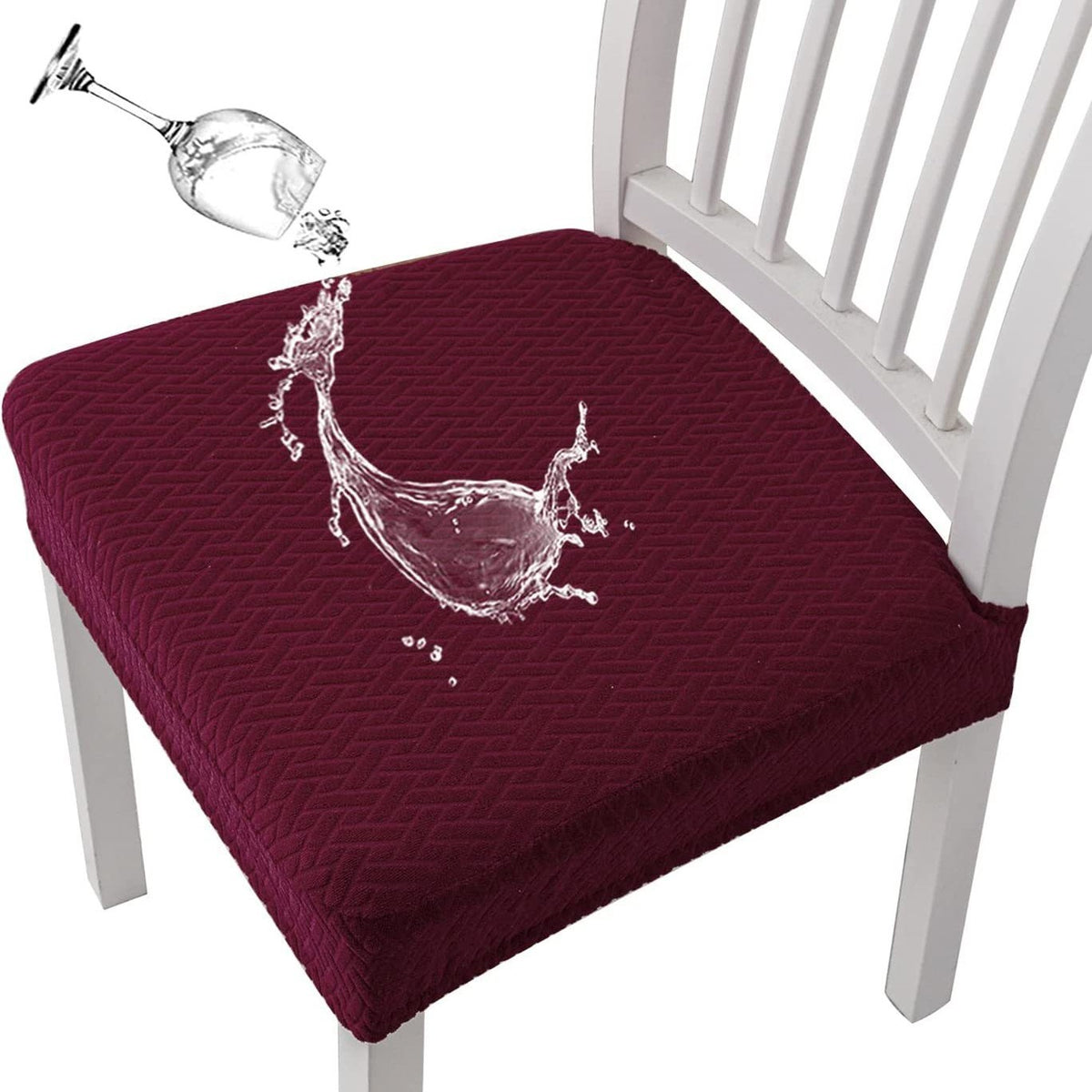 T-shaped Jacquard Waterproof Chair Seat Cover - Dining Chair Slipcover