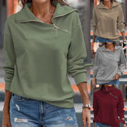 Women's High Neck Zipper Casual Loose Sweater