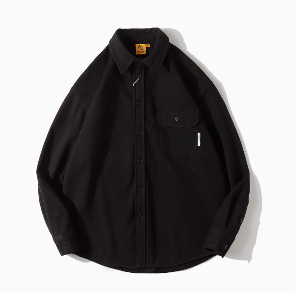 Girls' Solid Color Long-sleeved Casual Shirt Jacket