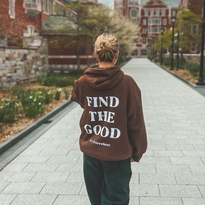 Cozy Brushed Letter Print Pullover Hoodie