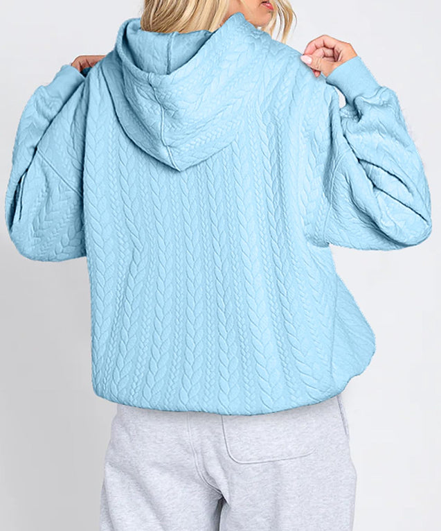 Casual Twist Texture Solid Color Women's Hoodie Sweater