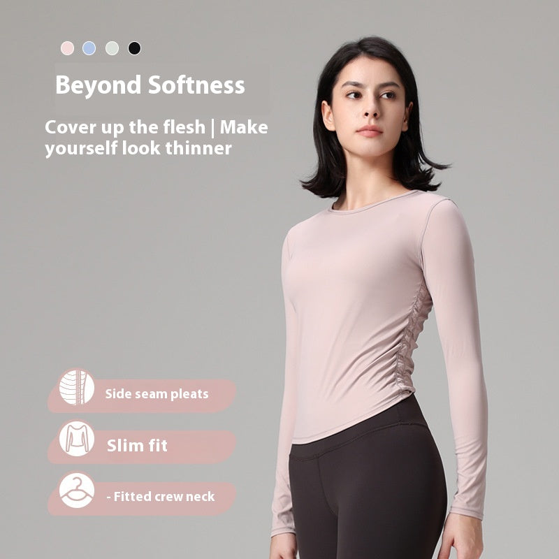 Tight Pullover Elastic Fold Movement Long Sleeve