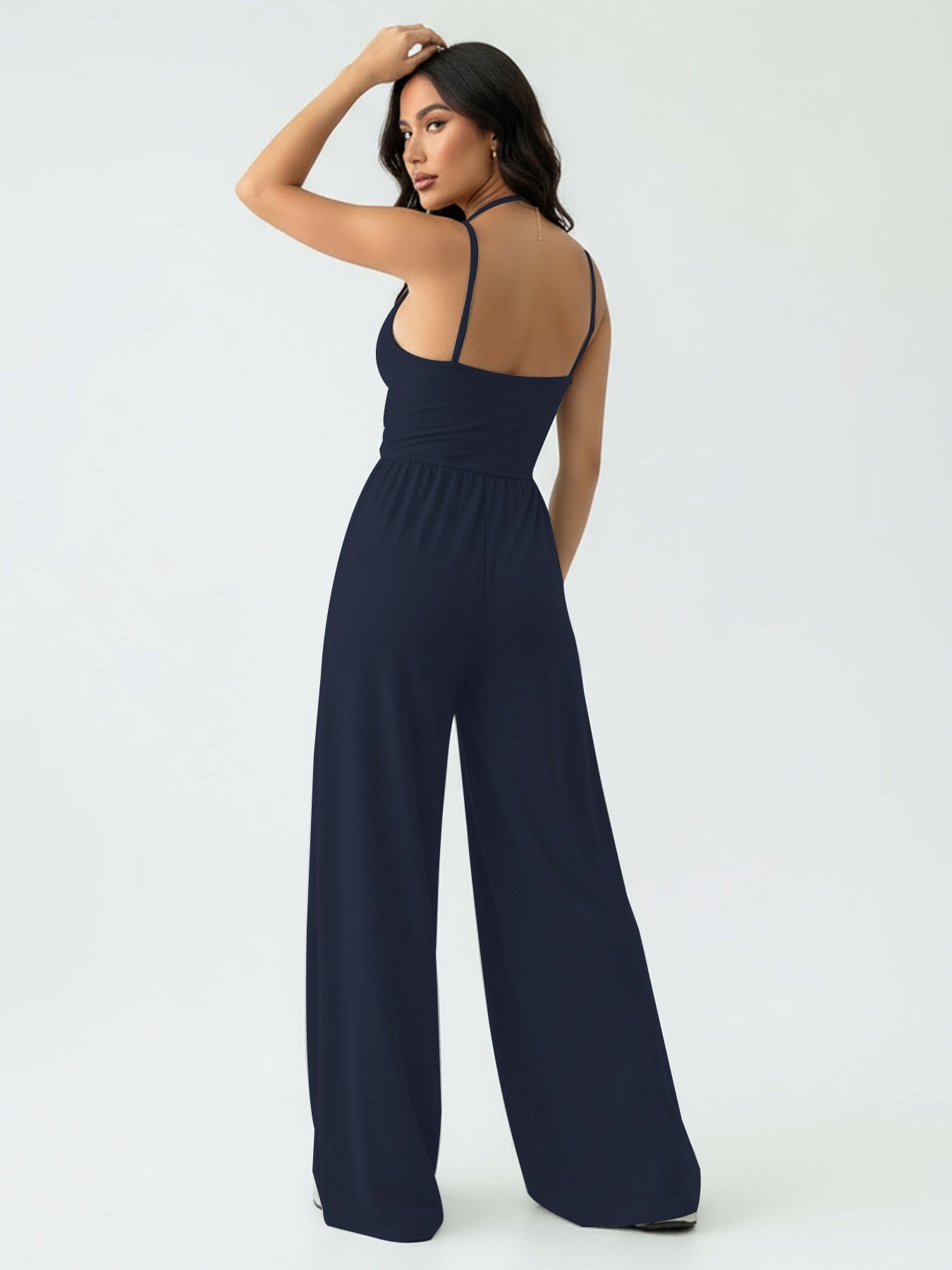 Strap Waist-Cinching Wide-Leg Jumpsuit For Women