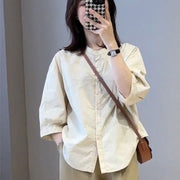 Korean-Style Slimming Half‑Sleeve Top for Women – Casual Commuter Shirt