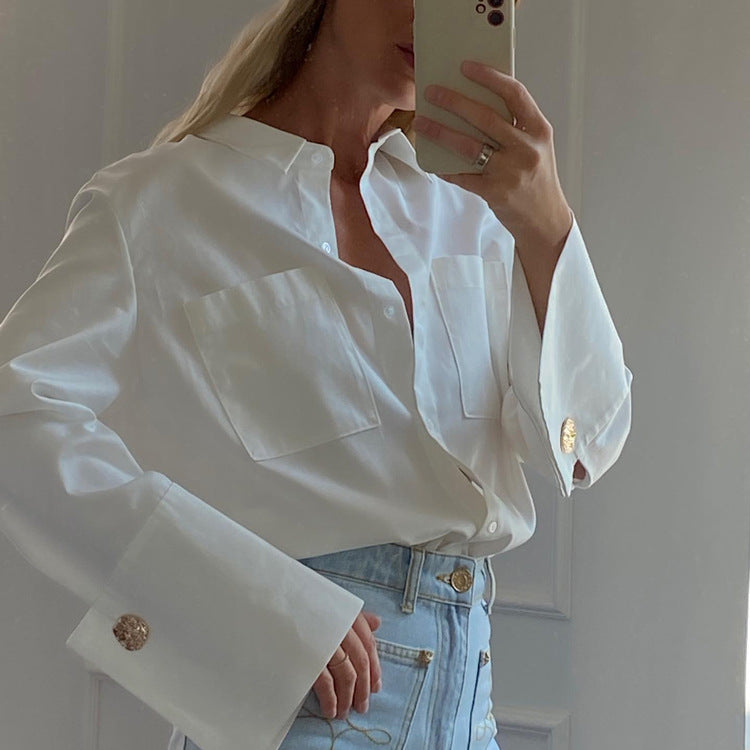 Chic Women's Long Sleeve Spring Blouse Top