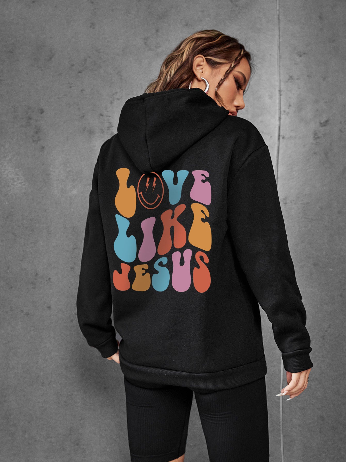 Cozy Streetwear Letter Print Brushed Hoodie with Pocket