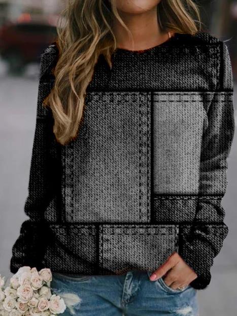 Women's 3D Floral Print Long Sleeve Pullover Sweatshirt