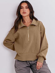 Women's Half-Zip Long Sleeve Pullover Sweater