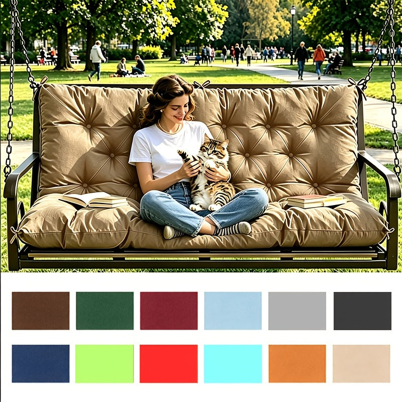 Porch Swing Cushions Outdoor Waterproof Thickened 5" Backyard Swing Cushion with Backrest And Ties 2-3 Seat Outdoor Swing Cushions Replacement for Porch Patio Garden Lawn 60/48/40X40X5 INCH