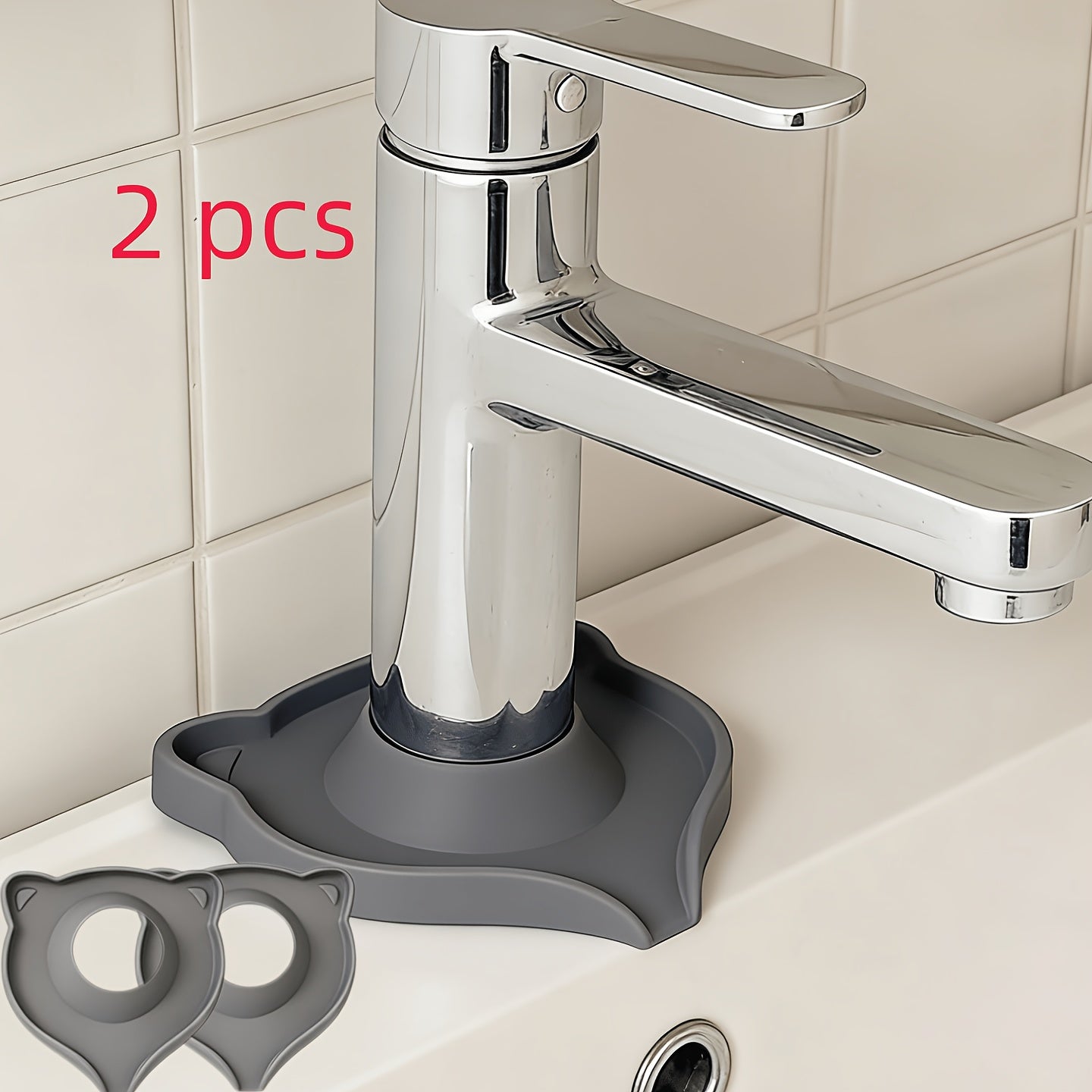 Silicone Faucet Base Water Guards - Non-Slip Splash Seal Gaskets - Available in Black, Gray, and Beige