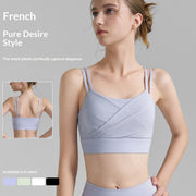 High‑Support Mesh Sports Bra – Backless, Padded, 3/4 Cup