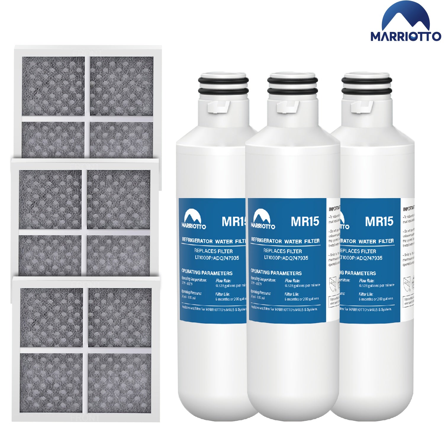 3‑Pack Refrigerator Water and Air Filter Set – Compatible with LT1000P, LT120F and related models