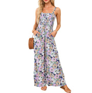 Floral Print Sleeveless High-Waist Jumpsuit
